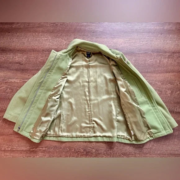 GAP Y2K apple green wool blend duffle coat toggle buttons preppy women’s L EUC - Picture 14 of 16